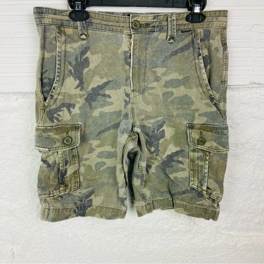 Hurley Y2K cotton Camouflage Cargo Men Shorts size 32